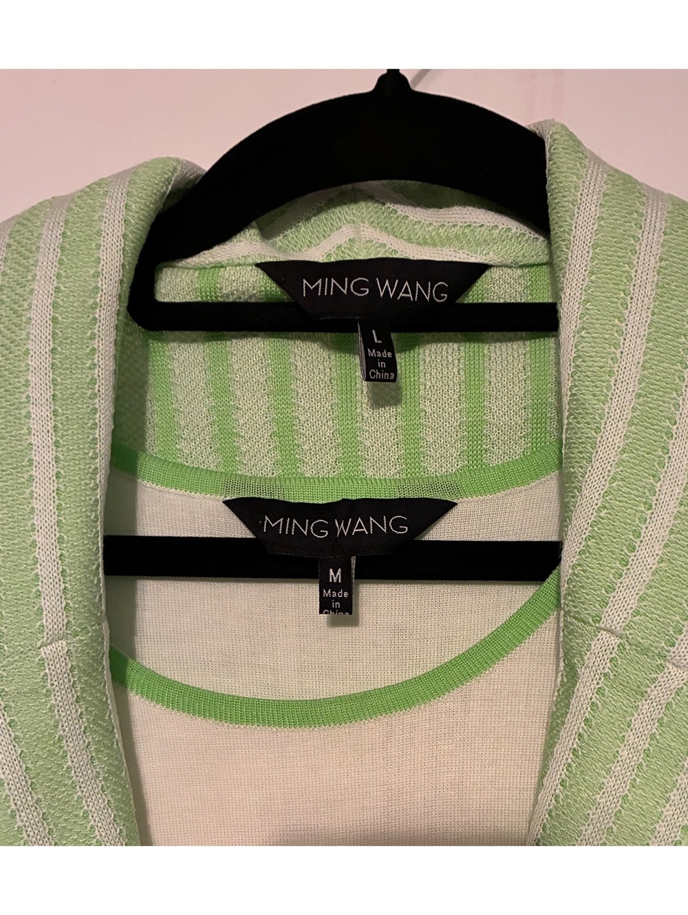 Ming Wang 2-Piece Set Green White Striped Jacket Blazer & Tank Top Size L / M - Picture 5 of 6
